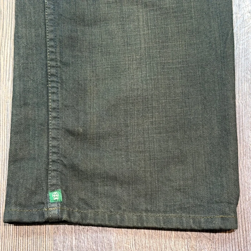 Vans Mens Dark Wash Denim Jeans Straight Leg Green Skull Logo Size 34x32 Skate